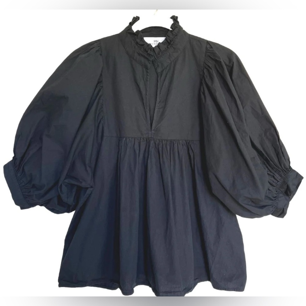 Never A Wallflower High Neck Top Black Poplin